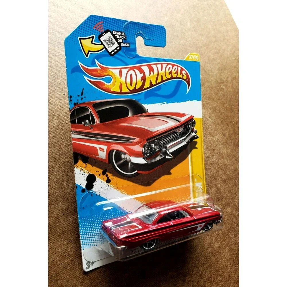 2012 Hot Wheel '61 IMPALA CHEVROLET Dark RED 2012 NEW MODELS 37/247 1:64 Walmart
